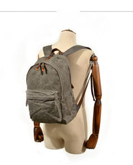 Waxed Canvas Mens Large College 14'' Computer Black Backpack Travel Backpack for Men - imessengerbags