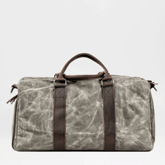 Waxed Canvas Leather Mens Large Fitness Bag Travel Green Weekender Bag Duffle Bag for Men