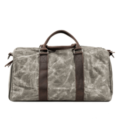 Waxed Canvas Leather Mens Large Fitness Bag Travel Green Weekender Bag Duffle Bag for Men