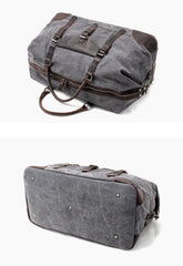 Cool Waxed Canvas Leather Mens Large Travel Weekender Bag Waterproof Duffle bag for Men