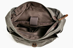 Cool Canvas Leather Mens Large Waterproof Black 15‘’ Backpack Travel Backpack Khaki Computer Backpack for Men - imessengerbags