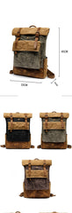 Cool Waxed Canvas Leather Mens Black 15'' Large Waterproof Travel Backpacks Computer Hiking Backpack for Men - imessengerbags