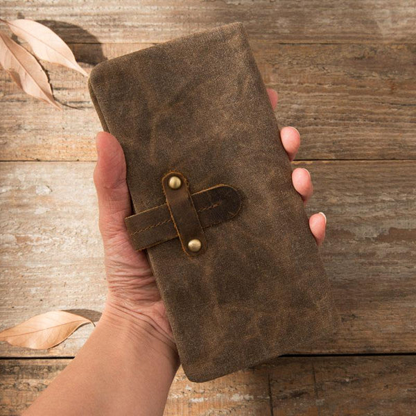 Cool Canvas Leather Mens Long Wallet Long Wallet for Men - imessengerbags