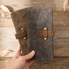 Cool Canvas Leather Mens Long Wallet Long Wallet for Men - imessengerbags