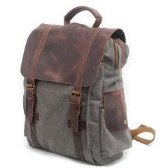 Cool Canvas Leather Mens College Backpack Travel Backpack 15'' Computer Hiking Backpack for Men - imessengerbags