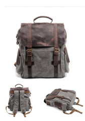 Cool Canvas Leather Mens College Backpack Travel Backpack 15'' Computer Hiking Backpack for Men - imessengerbags