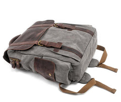 Cool Canvas Leather Mens College Backpack Travel Backpack 15'' Computer Hiking Backpack for Men - imessengerbags