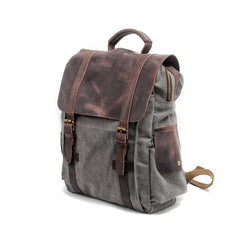Cool Canvas Leather Mens College Backpack Travel Backpack 15'' Computer Hiking Backpack for Men - imessengerbags