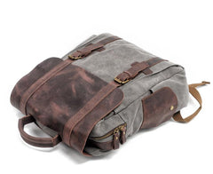 Cool Canvas Leather Mens College Backpack Travel Backpack 15'' Computer Hiking Backpack for Men - imessengerbags