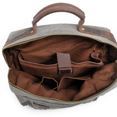 Cool Canvas Leather Mens College Backpack Travel Backpack 15'' Computer Hiking Backpack for Men - imessengerbags
