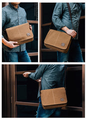 Cool Canvas Mens Side Bag Black Shoulder Bag Gray College Bag Khaki Messenger Bag for Men - imessengerbags