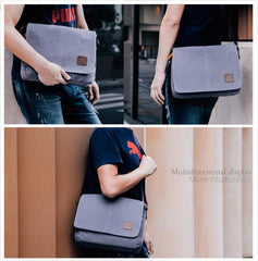 Cool Canvas Mens Side Bag Black Shoulder Bag Gray College Bag Khaki Messenger Bag for Men - imessengerbags