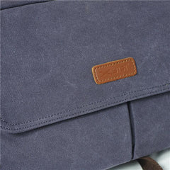 Cool Canvas Leather Mens Small Black Tablet Bag Shoulder Bag Gray Side Bag Messenger Bag for Men - imessengerbags