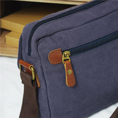 Cool Canvas Leather Mens Small Black Tablet Bag Shoulder Bag Gray Side Bag Messenger Bag for Men - imessengerbags