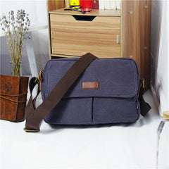 Cool Canvas Leather Mens Small Black Tablet Bag Shoulder Bag Gray Side Bag Messenger Bag for Men - imessengerbags