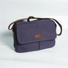 Cool Canvas Leather Mens Small Black Tablet Bag Shoulder Bag Gray Side Bag Messenger Bag for Men - imessengerbags