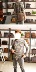 Cool Canvas Leather Mens Vertical Small Side Bag Gray Messenger Bag for Men - imessengerbags