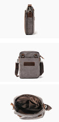 Cool Canvas Leather Mens Vertical Small Side Bag Gray Messenger Bag for Men - imessengerbags