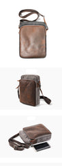 Cool Canvas Leather Mens Vertical Small Side Bag Gray Messenger Bag for Men - imessengerbags