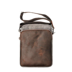 Cool Canvas Leather Mens Vertical Small Side Bag Gray Messenger Bag for Men - imessengerbags