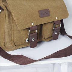 Cool Canvas Leather Mens Black Side Bag Blue Shoulder Bag Red College Bag Messenger Bag for Men - imessengerbags