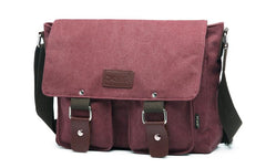 Cool Canvas Leather Mens Black Side Bag Blue Shoulder Bag Red College Bag Messenger Bag for Men - imessengerbags
