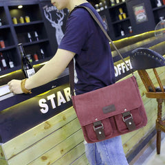 Cool Canvas Leather Mens Black Side Bag Blue Shoulder Bag Red College Bag Messenger Bag for Men