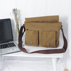 Cool Canvas Leather Mens Black Side Bag Blue Shoulder Bag Red College Bag Messenger Bag for Men - imessengerbags