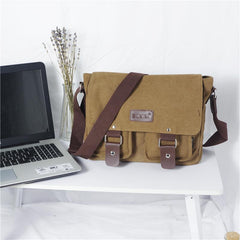 Cool Canvas Leather Mens Black Side Bag Blue Shoulder Bag Red College Bag Messenger Bag for Men - imessengerbags