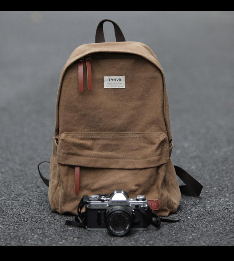 Cool Canvas Mens 15'' Green Computer Backpack Khaki Travel Backpack School Backpack for Men - imessengerbags