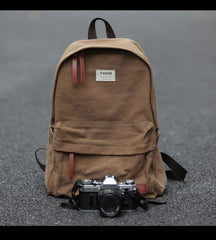 Cool Canvas Mens 15'' Green Computer Backpack Khaki Travel Backpack School Backpack for Men - imessengerbags