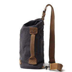 Cool Canvas Mens Sling Bag Backpack Travel Chest Bag Canvas Barrel Bag for Men