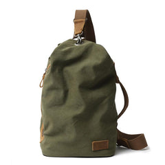 Cool Canvas Mens Sling Bag Backpack Travel Chest Bag Canvas Barrel Bag for Men