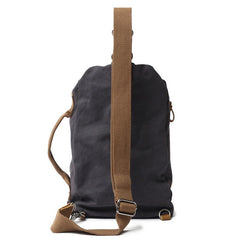 Cool Canvas Mens Sling Bag Backpack Travel Chest Bag Canvas Barrel Bag for Men