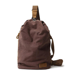 Cool Canvas Mens Sling Bag Backpack Travel Chest Bag Canvas Barrel Bag for Men