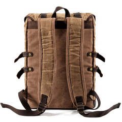 Cool Waxed Canvas Leather Mens Black 15.6‘’ Large Hiking Backpack Green Travel Backpack for Men - imessengerbags