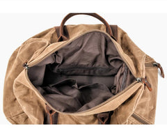 Waxed Canvas Leather Mens Large Travel Weekender Bag Waterproof Duffle bag for Men