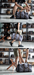 Waxed Canvas Leather Mens Large Travel Weekender Bag Waterproof Duffle bag for Men - imessengerbags