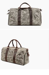 Waxed Canvas Leather Mens Large Travel Weekender Bag Waterproof Duffle bag for Men - imessengerbags