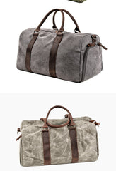Waxed Canvas Leather Mens Large Travel Weekender Bag Waterproof Duffle bag for Men - imessengerbags