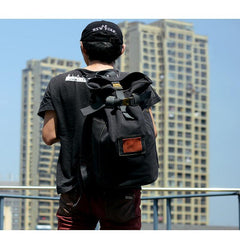 Cool Canvas Mens Khaki Barrel Travel Backpack Computer Backpack Hiking Backpack for Men - imessengerbags