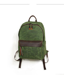Cool Canvas Leather Mens Green Backpack Computer Backpack Black Travel Backpack for Men - imessengerbags