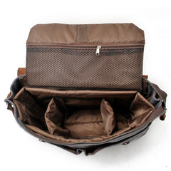Waxed Canvas Leather Mens Waterproof Black 14‘’ Camera Bag Shoulder Bag Messenger Bag For Men - imessengerbags