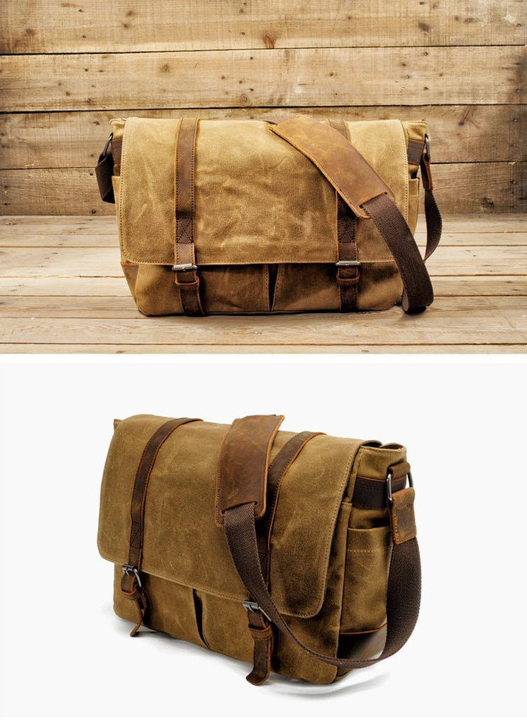 Waterproof leather messenger shop bag