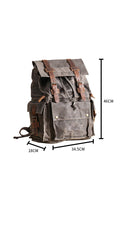 Waxed Canvas Leather Mens Gray Waterproof 15‘’ Large Backpack Travel Backpack College Backpack for Men - imessengerbags