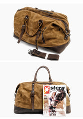Cool Canvas Leather Mens Black Travel Weekender Bag Waterproof Duffle bag for Men - imessengerbags