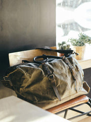 Cool Canvas Leather Mens Black Travel Weekender Bag Waterproof Duffle bag for Men - imessengerbags