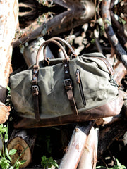 Cool Canvas Leather Mens Black Travel Weekender Bag Waterproof Duffle bag for Men - imessengerbags