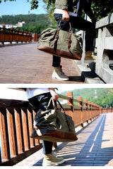 Cool Canvas Leather Mens Black Travel Weekender Bag Waterproof Duffle bag for Men - imessengerbags