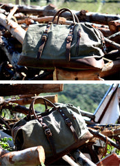 Cool Canvas Leather Mens Black Travel Weekender Bag Waterproof Duffle bag for Men - imessengerbags